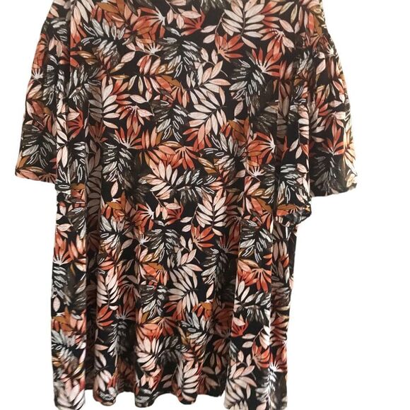 Floral Orange Brown Short Sleeve Shirt Women's Size 26 28 - Picture 7 of 8